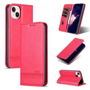 For iPhone 15 Plus AZNS Magnetic Calf Texture Leather Phone Case(Red)
