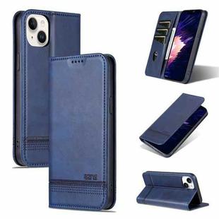 For iPhone 15 AZNS Magnetic Calf Texture Leather Phone Case(Dark Blu)