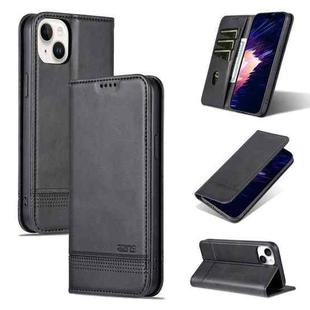 For iPhone 15 AZNS Magnetic Calf Texture Leather Phone Case(Black)