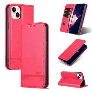 For iPhone 15 AZNS Magnetic Calf Texture Leather Phone Case(Red)