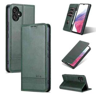 For Samsung Galaxy A05 AZNS Magnetic Calf Texture Flip Leather Phone Case(Dark Green)