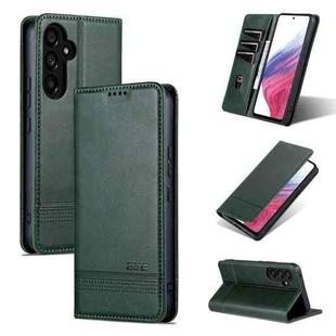 For Samsung Galaxy A35 5G AZNS Magnetic Calf Texture Flip Leather Phone Case(Dark Green)