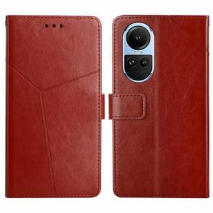 For OPPO Reno10 Global / Reno10 Pro Global Y-shaped Pattern Flip Leather Phone Case(Brown)