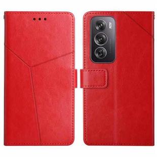 For OPPO Reno12 5G Global Y-shaped Pattern Flip Leather Phone Case(Red)