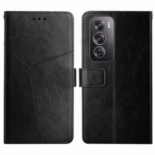 For OPPO Reno12 Pro 5G Global Y-shaped Pattern Flip Leather Phone Case(Black)