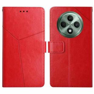 For OPPO Reno12 F 5G Global Y-shaped Pattern Flip Leather Phone Case(Red)