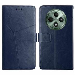 For OPPO Reno12 F 5G Global Y-shaped Pattern Flip Leather Phone Case(Blue)