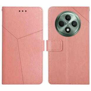 For OPPO Reno12 F 5G Global Y-shaped Pattern Flip Leather Phone Case(Pink)