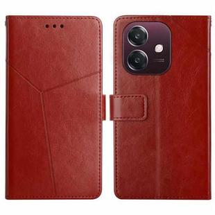 For OPPO A3 4G Global / 5G Global Y-shaped Pattern Flip Leather Phone Case(Brown)