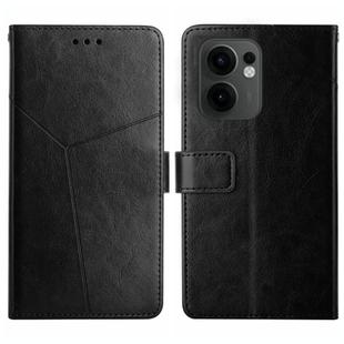 For OPPO Reno13 F 4G / 5G Y-shaped Pattern Flip Leather Phone Case(Black)