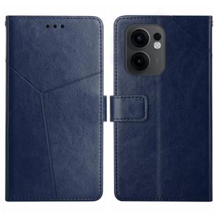 For OPPO Reno13 F 4G / 5G Y-shaped Pattern Flip Leather Phone Case(Blue)