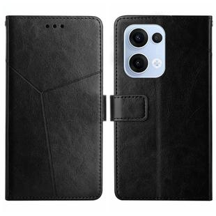 For OPPO Reno13 Global Y-shaped Pattern Flip Leather Phone Case(Black)