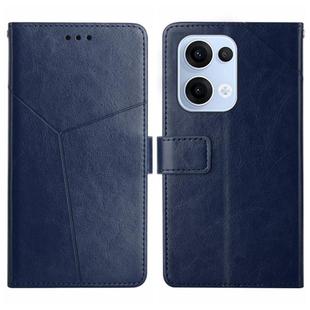For OPPO Reno13 Global Y-shaped Pattern Flip Leather Phone Case(Blue)