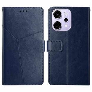 For OPPO Reno14 5G Global Y-shaped Pattern Flip Leather Phone Case(Blue)