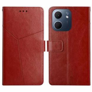 For OPPO A5x 4G Global / 5G Global Y-shaped Pattern Flip Leather Phone Case(Brown)