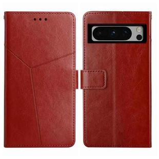 For Google Pixel 8 Pro Y-shaped Pattern Flip Leather Phone Case(Brown)
