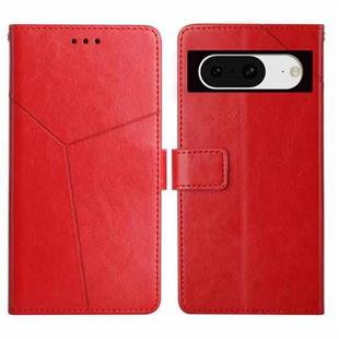 For Google Pixel 8 Y-shaped Pattern Flip Leather Phone Case(Red)