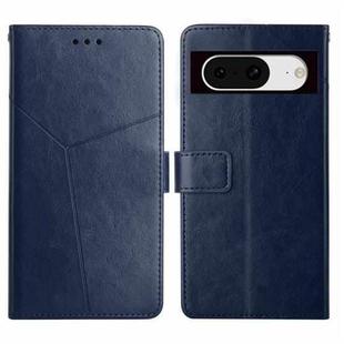For Google Pixel 8 Y-shaped Pattern Flip Leather Phone Case(Blue)
