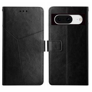 For Google Pixel 8a Y-shaped Pattern Flip Leather Phone Case(Black)