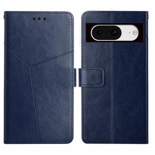 For Google Pixel 8a Y-shaped Pattern Flip Leather Phone Case(Blue)