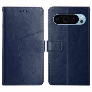 For Google Pixel 9 Pro Y-shaped Pattern Flip Leather Phone Case(Blue)