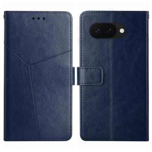 For Google Pixel 9a Y-shaped Pattern Flip Leather Phone Case(Blue)