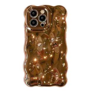 For iPhone 15 Pro Wave Bubbles TPU Phone Case(Painted Gold)