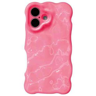 For iPhone 16 Plus Wave Bubbles TPU Phone Case(Baby Rose Red)