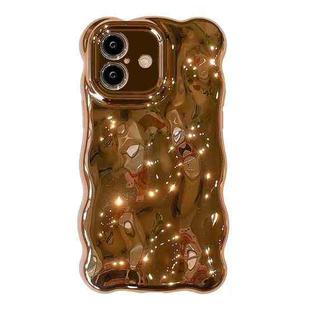 For iPhone 16 Plus Wave Bubbles TPU Phone Case(Painted Gold)