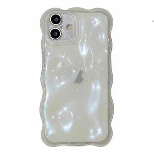 For iPhone 16 Wave Bubbles TPU Phone Case(Clear Glitter Pink)