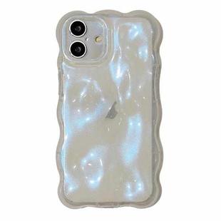 For iPhone 16 Wave Bubbles TPU Phone Case(Clear Glitter Blue)