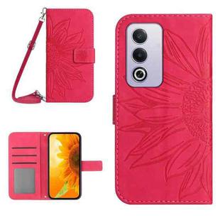 For OPPO A80 EU / A3 Pro Global Skin Feel Sun Flower Embossed Flip Leather Phone Case with Lanyard(Rose Red)