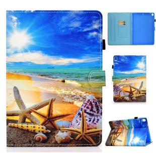 For iPad 10.2 / iPad Pro 10.5 Colored Drawing Stitching Horizontal Flip Leather Case with Holder & Card Slots & Sleep / Wake-up Function(Blue Sky Starfish)