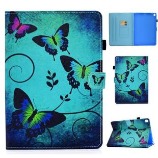 For iPad 10.2 / iPad Pro 10.5 Colored Drawing Stitching Horizontal Flip Leather Case with Holder & Card Slots & Sleep / Wake-up Function(Green Butterflies)