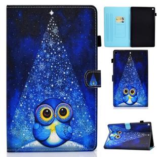 For Amazon Kindle fire HD8 2016 / 2017 / 2018 Colored Drawing Stitching Horizontal Flip Leather Case with Holder & Card Slots & Sleep / Wake-up Function(Night Sky Owl)