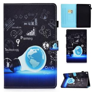 For Amazon Kindle fire HD8 2016 / 2017 / 2018 Colored Drawing Stitching Horizontal Flip Leather Case with Holder & Card Slots & Sleep / Wake-up Function(Lamp Bulb)
