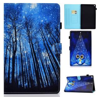 For Amazon Kindle fire HD8 2016 / 2017 / 2018 Colored Drawing Stitching Horizontal Flip Leather Case with Holder & Card Slots & Sleep / Wake-up Function(Forest)