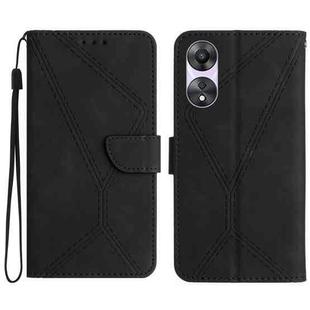 For OPPO A78 4G Stitching Embossed Leather Phone Case(Black)