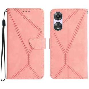 For OPPO A58 4G Stitching Embossed Leather Phone Case(Pink)