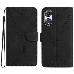 For OPPO A58 4G Stitching Embossed Leather Phone Case(Black)