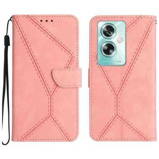 For OPPO A59 5G Stitching Embossed Leather Phone Case(Pink)