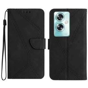 For OPPO A59 5G Stitching Embossed Leather Phone Case(Black)