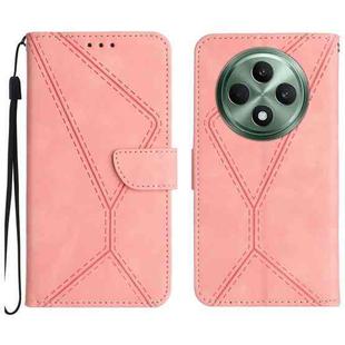 For OPPO Reno12 F 5G Global Stitching Embossed Leather Phone Case(Pink)