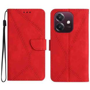 For OPPO A3x India Stitching Embossed Leather Phone Case(Red)