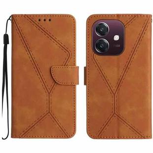 For OPPO A3x India Stitching Embossed Leather Phone Case(Brown)