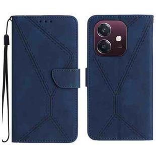 For OPPO A3x India Stitching Embossed Leather Phone Case(Blue)