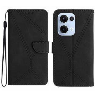 For OPPO Reno13 Global Stitching Embossed Leather Phone Case(Black)