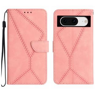 For Google Pixel 8a Stitching Embossed Leather Phone Case(Pink)