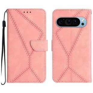 For Google Pixel 9 Pro XL Stitching Embossed Leather Phone Case(Pink)