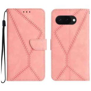 For Google Pixel 9a Stitching Embossed Leather Phone Case(Pink)